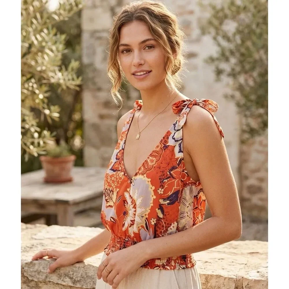 Free People Intimately Blouse Womens S Cropped Weekend in Montauk Cami Coquette